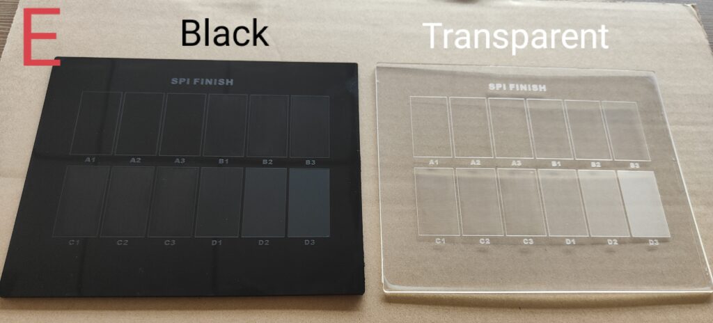SPI standard scale made by black and transparent materails for PP/ABS/PC